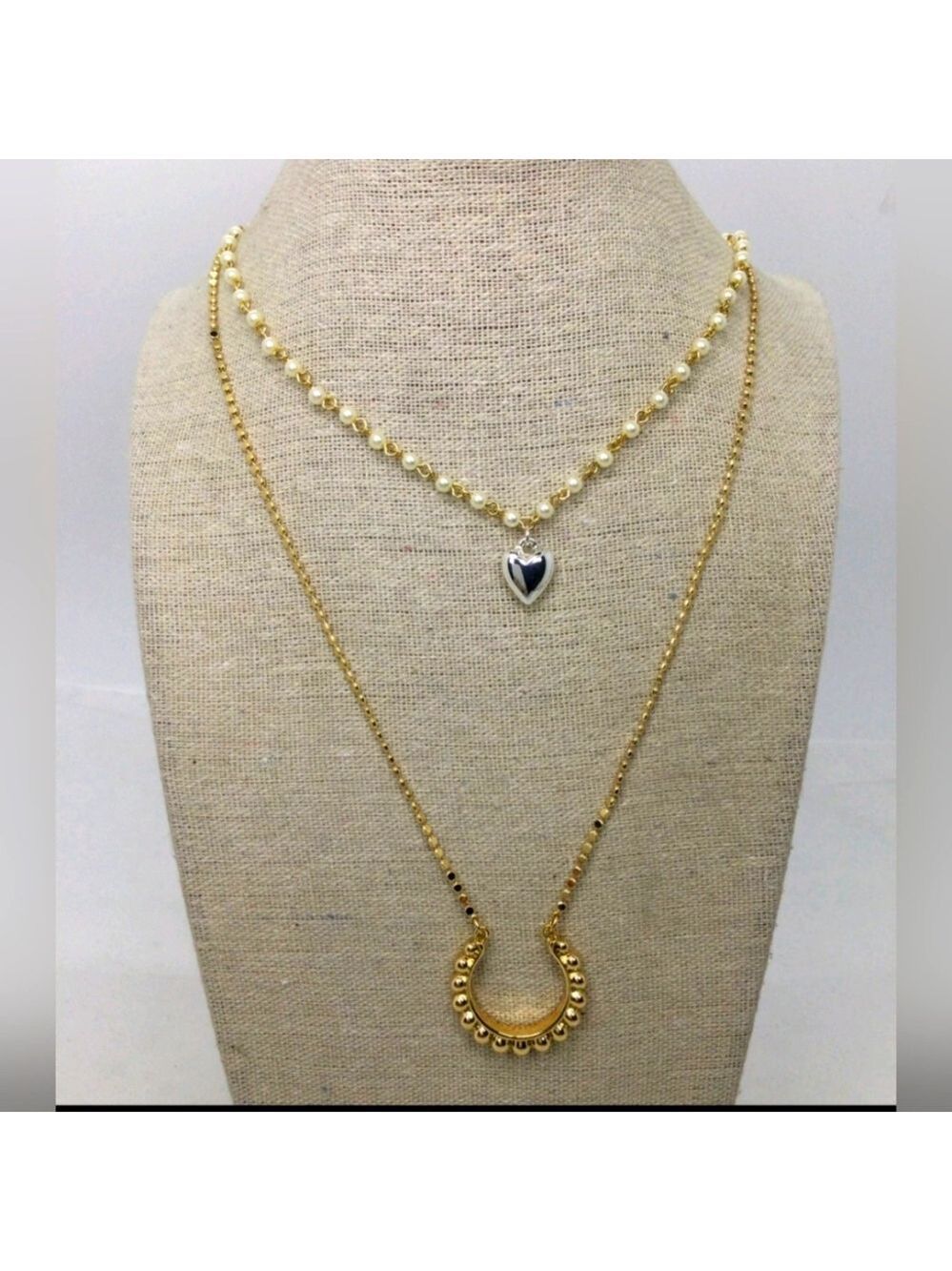 NWT Lucky Brand Goldtone Dual Strand Beaded Necklace 20"